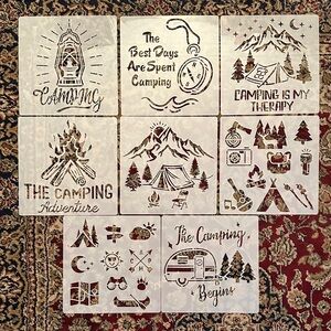 Camping Themed Stencil Art 8 Piece Set